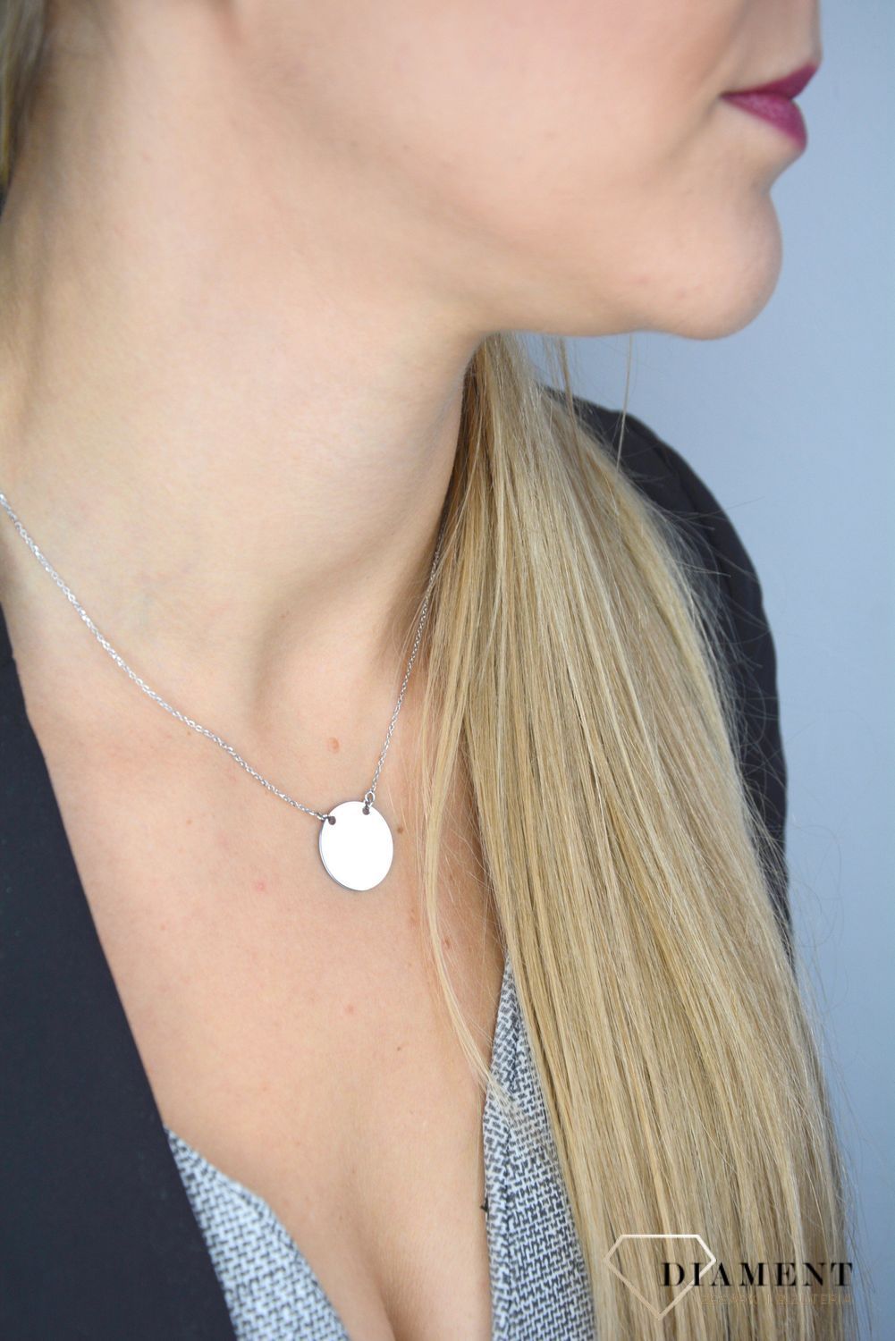 Srebrny naszyjnik C RM 060 gładkie koło..jpg